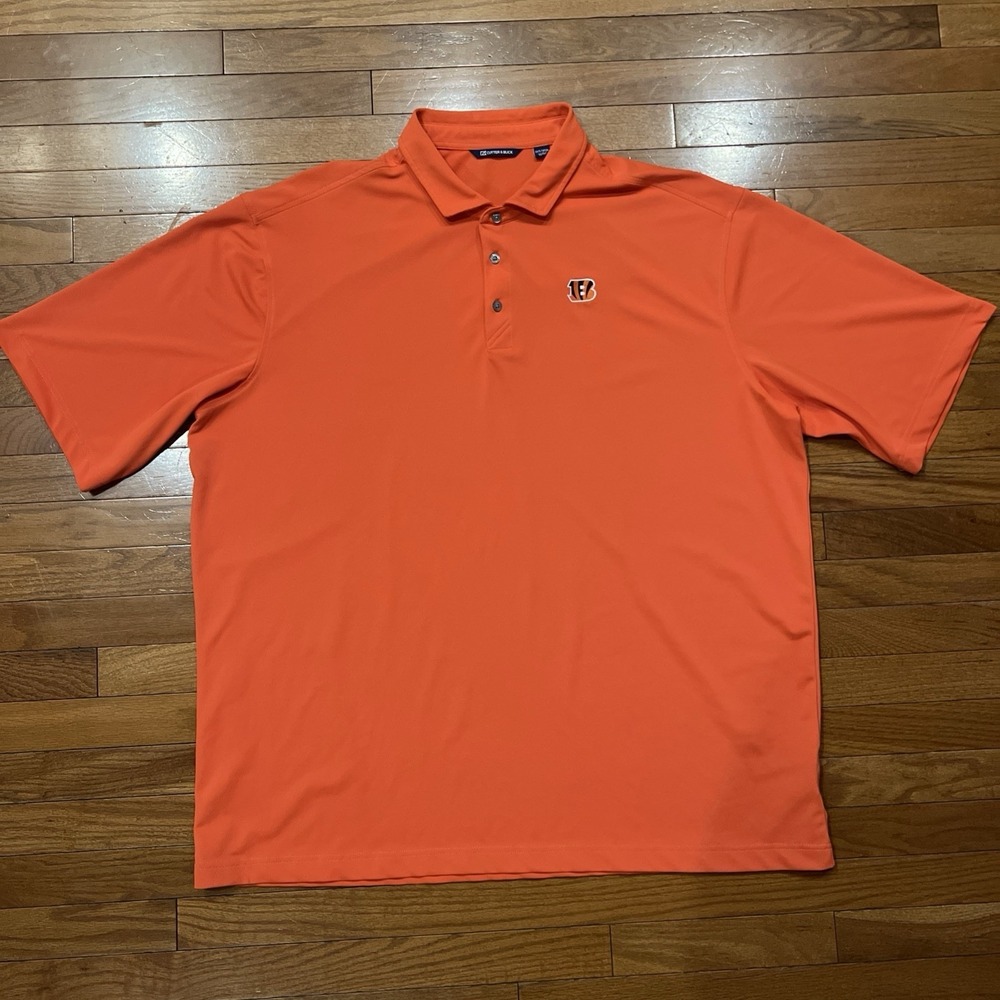 NFL Cincinnati Bengals Polo Shirt Cutter & Buck Orange Performance 3XT Big Tall